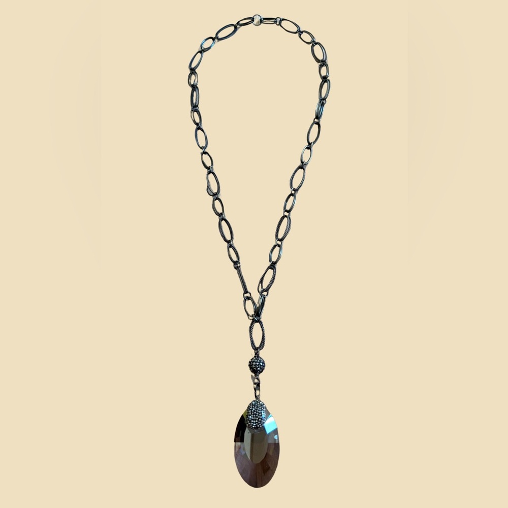 Shop Gunmetal Chain & Quartz Pendant Necklace